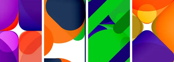 Kolorowe Jasne Geometryczne Abstrakcyjne Kompozycje Tapety Wizytówki Okładki Plakat Baner — Wektor stockowy
