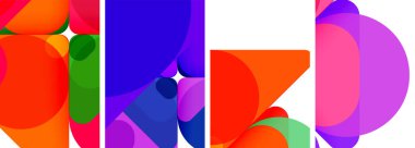 Duvar kağıdı, kartvizit, kapak, poster, afiş, broşür, başlık, web sitesi için renkli parlak geometrik soyut kompozisyonlar