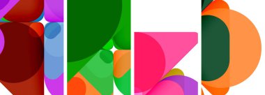 Duvar kağıdı, kartvizit, kapak, poster, afiş, broşür, başlık, web sitesi için renkli parlak geometrik soyut kompozisyonlar