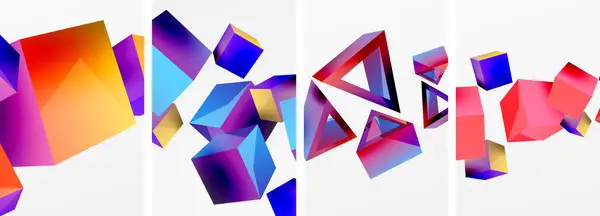 Composition Cubes Autres Éléments Géométriques Conception Fond Pour Papier Peint — Image vectorielle