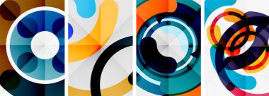 Çizgi tasarım çember posterleri. Duvar kağıdı, bayrak, arkaplan, kart, kitap illüstrasyonu için vektör illüstrasyonu, iniş sayfası