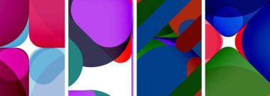 Duvar kağıdı, kartvizit, kapak, poster, afiş, broşür, başlık, web sitesi için renkli parlak geometrik soyut kompozisyonlar