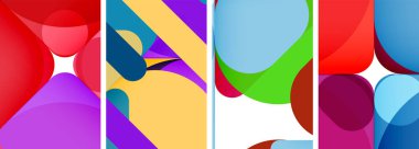 Duvar kağıdı, kartvizit, kapak, poster, afiş, broşür, başlık, web sitesi için renkli parlak geometrik soyut kompozisyonlar