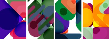 Duvar kağıdı, kartvizit, kapak, poster, afiş, broşür, başlık, web sitesi için renkli parlak geometrik soyut kompozisyonlar