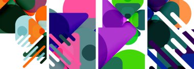 Duvar kağıdı, kartvizit, kapak, poster, afiş, broşür, başlık, web sitesi için renkli parlak geometrik soyut kompozisyonlar
