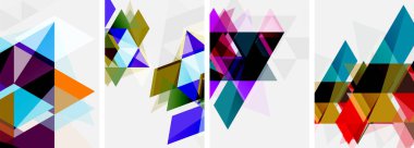 Renkli, parlak üçgenler, çeşitli renkler ve saydamlıklar. Duvar kağıdı, bayrak, arkaplan, kart, kitap illüstrasyonu için vektör illüstrasyonu, iniş sayfası