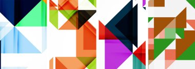 Renkli üçgen poster kapağı şablonu seti. Duvar kağıdı, bayrak, arkaplan, kart, kitap illüstrasyonu için vektör illüstrasyonu, iniş sayfası