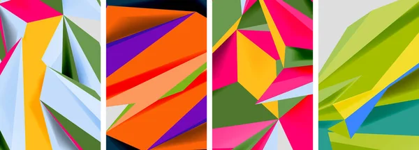 Набор Абстрактных Плакатов Мозаичного Треугольника Векторная Иллюстрация Обоев Баннера Фона — стоковый вектор