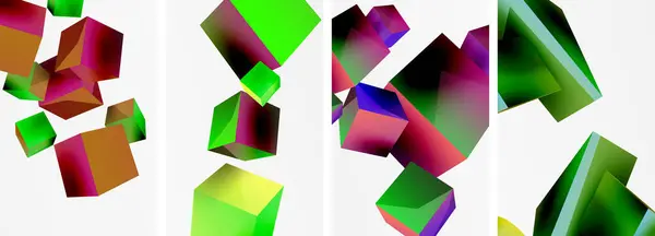 Zusammensetzung Von Würfeln Und Anderen Geometrischen Elementen Hintergrunddesign Für Tapete — Stockvektor