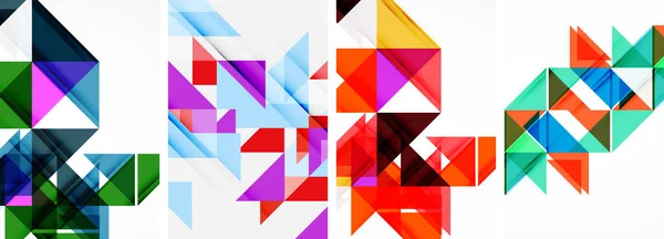 Sada Abstraktních Pozadí Náhodného Trojúhelníkového Složení Vektorová Ilustrace Pro Tapety — Stockový vektor