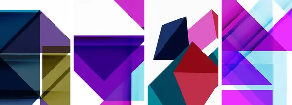 Set Abstract Random Triangle Composition Backgrounds Vector Illustration Wallpaper Business — Stock Vector