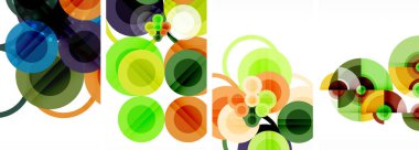 Etkileyici geometrik soyut posterler. Büyüleyici daireler, her bir dizayn şekil ve rengin uyumlu bir karışımı. Tasarımınızı modern, görsel olarak çarpıcı sanatla yükseltin