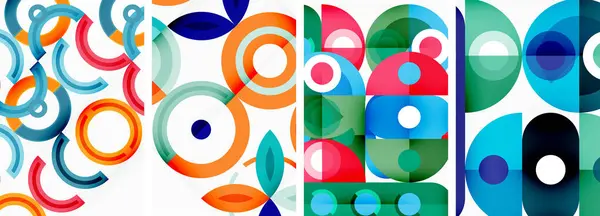 Elementos Geométricos Redondos Círculos Diseño Fondo Para Papel Pintado Tarjeta — Vector de stock
