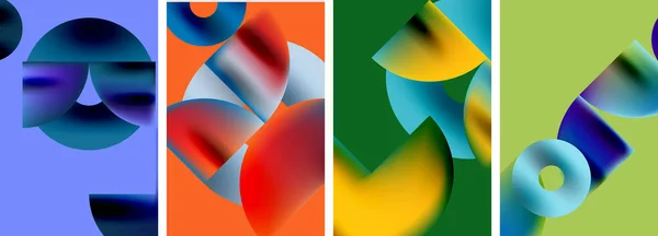 Zestaw Kolorowych Plakatów Okrągłymi Elementami Geometrycznymi Kółkami Ilustracja Wektor Tapety — Wektor stockowy