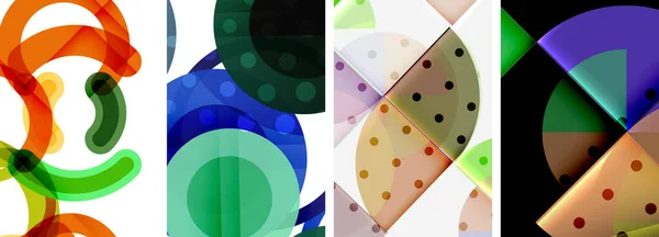 Okouzlující Geometrické Abstraktní Plakáty Mesmerizing Sada Kruhů Každý Design Harmonické — Stockový vektor