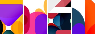 Duvar kağıdı, kartvizit, kapak, poster, afiş, broşür, başlık, web sitesi için renkli parlak geometrik soyut kompozisyonlar