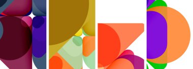 Duvar kağıdı, kartvizit, kapak, poster, afiş, broşür, başlık, web sitesi için renkli parlak geometrik soyut kompozisyonlar