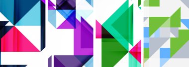 Soyut rastgele üçgen kompozisyon arkaplanları kümesi. Duvar kağıdı, kartvizit, kapak, poster, afiş, broşür, başlık, web sitesi için vektör ilülasyonu