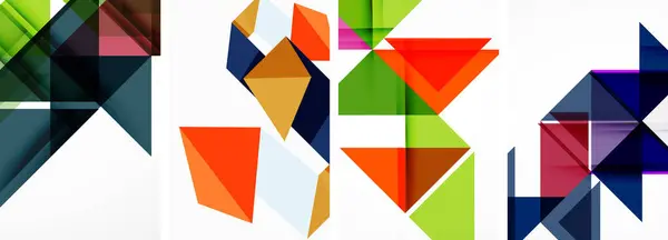一套五彩缤纷的三角形海报封面模板背景 用于墙纸 书刊插图 登陆页的矢量图解 — 图库矢量图片