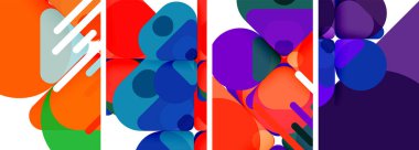 Duvar kağıdı, kartvizit, kapak, poster, afiş, broşür, başlık, web sitesi için renkli parlak geometrik soyut kompozisyonlar