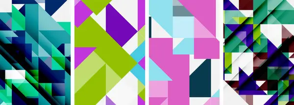 三角形のポスター幾何学的背景セット — ストックベクタ