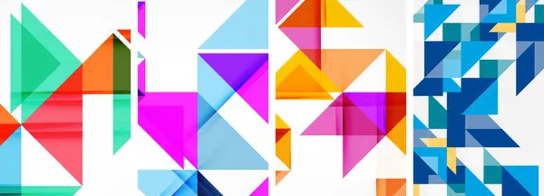 Set Van Abstracte Willekeurige Driehoek Compositie Achtergronden Vector Illustratie Voor — Stockvector