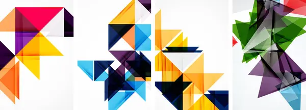 Driehoek Poster Geometrische Achtergrond Set — Stockvector