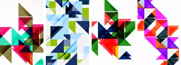 Triangle Poster Geometric Background Set — Stock Vector