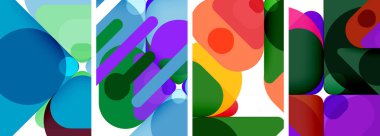 Duvar kağıdı, kartvizit, kapak, poster, afiş, broşür, başlık, web sitesi için renkli parlak geometrik soyut kompozisyonlar