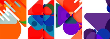 Duvar kağıdı, kartvizit, kapak, poster, afiş, broşür, başlık, web sitesi için renkli parlak geometrik soyut kompozisyonlar