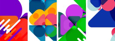 Duvar kağıdı, kartvizit, kapak, poster, afiş, broşür, başlık, web sitesi için renkli parlak geometrik soyut kompozisyonlar