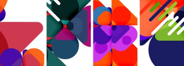 Duvar kağıdı, kartvizit, kapak, poster, afiş, broşür, başlık, web sitesi için renkli parlak geometrik soyut kompozisyonlar