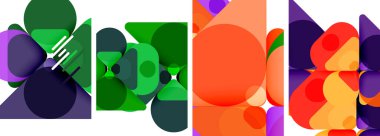 Duvar kağıdı, kartvizit, kapak, poster, afiş, broşür, başlık, web sitesi için renkli parlak geometrik soyut kompozisyonlar