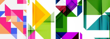 Soyut rastgele üçgen kompozisyon arkaplanları kümesi. Duvar kağıdı, kartvizit, kapak, poster, afiş, broşür, başlık, web sitesi için vektör ilülasyonu