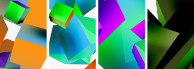 Duvar kağıdı, kartvizit, kapak, poster, afiş, broşür, başlık, web sitesi için 3d küp ve diğer geometrik elementlerin kompozisyonu