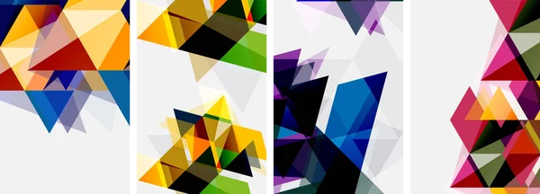 Colorful Bright Triangles Various Colors Transparencies Vector Illustration Wallpaper Banner — Stock Vector