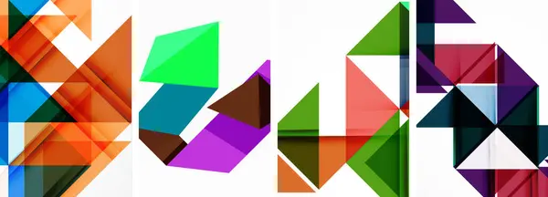 Set Van Abstracte Willekeurige Driehoek Compositie Achtergronden Vector Illustratie Voor — Stockvector