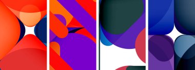 Duvar kağıdı, kartvizit, kapak, poster, afiş, broşür, başlık, web sitesi için renkli parlak geometrik soyut kompozisyonlar