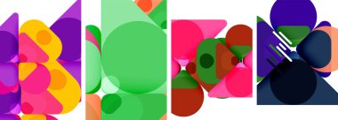 Duvar kağıdı, kartvizit, kapak, poster, afiş, broşür, başlık, web sitesi için renkli parlak geometrik soyut kompozisyonlar