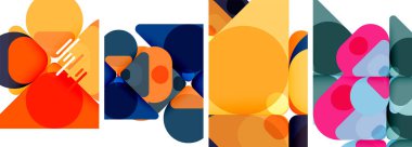 Duvar kağıdı, kartvizit, kapak, poster, afiş, broşür, başlık, web sitesi için renkli parlak geometrik soyut kompozisyonlar
