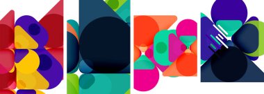 Duvar kağıdı, kartvizit, kapak, poster, afiş, broşür, başlık, web sitesi için renkli parlak geometrik soyut kompozisyonlar