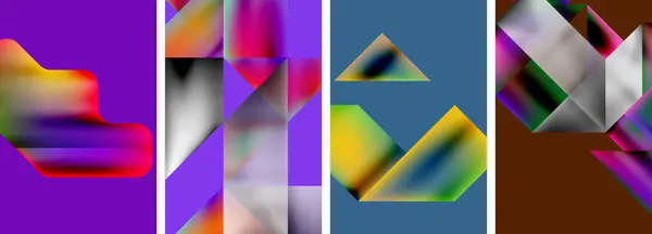 Renkli Geometrik Posterler Yuvarlak Şekiller Sıvı Renk Eğimli Daireler Duvar — Stok Vektör