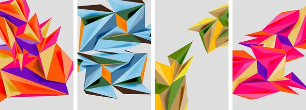 三角形低ポリモザイクポスター バナー カード ブックイラスト ランディングページのためのベクトルイラスト — ストックベクタ