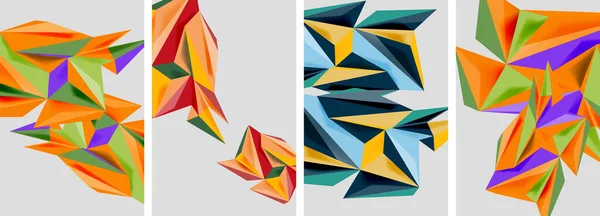 Набор Абстрактных Плакатов Мозаичного Треугольника Векторная Иллюстрация Обоев Баннера Фона — стоковый вектор