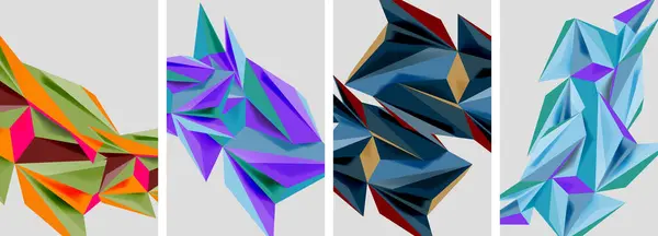 Set Von Abstrakten Plakaten Mit Mosaikdreieck Muster Vektor Illustration Für — Stockvektor