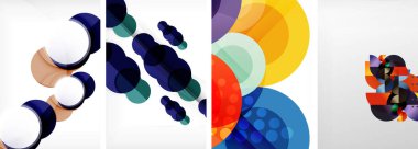 Soyut çember poster setiyle geometrik zarafet dünyası. Çemberler şekiller ve renkler senfonisiyle sarmalanır. Tasarımınız için çağdaş bir görsel ziyafet sunar.