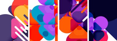 Duvar kağıdı, kartvizit, kapak, poster, afiş, broşür, başlık, web sitesi için renkli parlak geometrik soyut kompozisyonlar