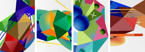 Elementi Geometrici Set Composizione Poster Astratto Illustrazione Vettoriale Carta Parati — Vettoriale Stock