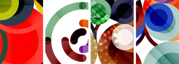 円形の幾何学的な抽象的なポスターのセット カバー ポスター パンフレット ヘッダー ウェブサイトのための抽象的な背景 — ストックベクタ