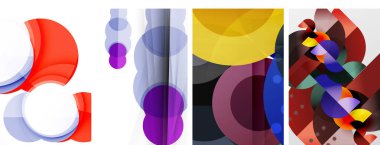 Etkileyici geometrik soyut posterler. Büyüleyici daireler, her bir dizayn şekil ve rengin uyumlu bir karışımı. Tasarımınızı modern, görsel olarak çarpıcı sanatla yükseltin